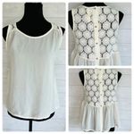 Bee Stitched cream sheer sleeveless top with back lace panel Size Small White Photo 1