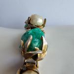 Vintage Hargo Creations unsigned faux jade nugget baroque pearls bracelet Green Photo 9