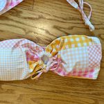Retro Gingham Plaid Bikini Set Bandeau Pink Orange L Multiple Size L Photo 4