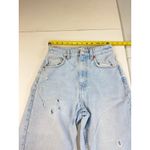 ZARA  Women's Light Wash Distressed Ripped Knee Wide‎ Leg Cropped Jeans Photo 3
