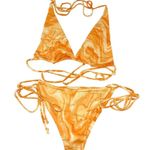 Naked Wardrobe  Bikini Set String Ties Triangle Cheeky Dreamsicle Orange L Photo 1