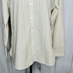 Pendleton  Shaped Fit Button Up Shirt Sz 10 Petite Tan White Striped Long Sleeve Photo 2