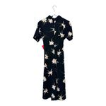 Topshop  Black Floral Orchid Midi Dress High Neck Draped Size 6 Photo 7