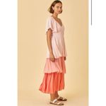 Anthropologie  polagram midi dress spring summer pink monochrome ruffle flutter M Photo 1