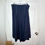 Anthropologie  Navy Linen Extended Waist Pants Wide Leg Culotte Ankle Pant 14 NWT Photo 4