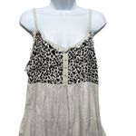 Umgee Womens‎ Babydoll Fringed Tank Top L Beige Leopard Print Y2K Coquette Boho Tan Size L Photo 2