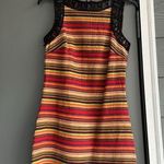 Free People  NEW ROMANTICS Beaded Boho Tapestry Striped Mini Sheath Dress Photo 0