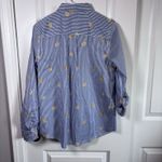 st. john's bay  Women's Button Up Spring Shirt Blue Striped Lemons M Cotton Photo 5