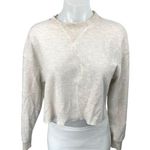 ZARA  Cream White Knit Long Sleeve Frayed Hem Crop Sweatshirt Sweater Top Size M Photo 0