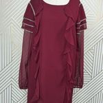 Tularosa  Bowie Beaded Long Sleeve Ruffle Mini Dress Maroon Size‎ US Large Photo 1