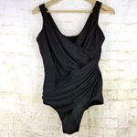 MiracleSuit  Oceanus Swimsuit 18W Black One Piece Surplice Ruched 74488W $180 Photo 2