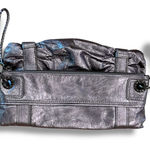 The Sak  Leather Silver Metallic Crossbody Clutch Foldover Handbag EUC Photo 10