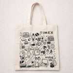 Timex  Analog Life Canvas Tote Bag Graphic Watch Music Retro Design Photo 1