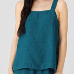 Eileen Fisher Washed Organic Linen Delave Sleeveless Crop Tank Top Coriander S Photo 0