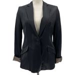 H&M Women's Black Rolled Stripe Cuff One Button Blazer Jacket Size 8 Photo 0