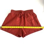 Cotton Linen Shorts High Waist Oversized Size Small Red Photo 5