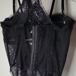 Delicates  Vintage Black Lace Corset Set Size M Photo 3