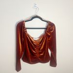 ASTR The Label Vanya Ruched Rust Velvet Top Size Medium Romantic Red Photo 2