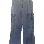 American Eagle Stretch Super High Rise Baggy Wide Leg Cargo Pants Grey Size 6 Photo 0