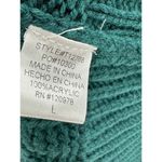 Entro  Green V-Neck Long Sleeve Cable Knit Frayed Sweater Women's Size Large L Photo 5