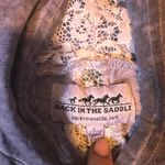 Back In The Saddle Purple Burnout Hoodie‎ Long Sleeve Lace Women's Size L Photo 2