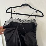 Meshki  Satin Lace Trim Black Slip Mini Dress NEW Size Large Photo 4