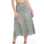 Chaser Linen Button Down A Line Midi Skirt Gray Scout Women's Size Small NWT Photo 7