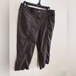 JM Collection  Capri Crop Casual Pants Full Elastic Waist Size 8 Brown Check Photo 4