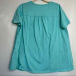 Woman Within  Eyelet‎ Knit Top Tunic V-Neck Short Sleeve Aqua Blue 14/16 M Photo 7