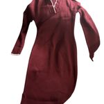 Elegant Long Sleeve Maroon Dress Red Photo 0
