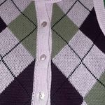 Urban Outfitters Argyle V-Neck Sweater Vest - Black, Green, Purple size Small Photo 3