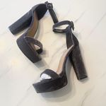 Bamboo Cute Gray velvet ankle straps platform sandals high heels Photo 0