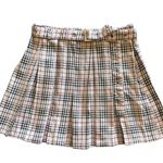 Hot Topic Pink and black plaid pleated skirt, matching belt, side zipper, great condition, size large Photo 1