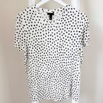 Who What Wear Cream and Black Polka Dot Linen Blend Short Sleeve Shirt Sz L Photo 0