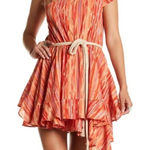 Free People Women Bohemian Heart Shaped Asymmetrical Belted Cotton Mini Dress XS Photo 0