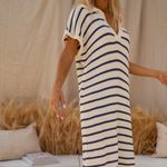 Easy Clothes Blue and Ecru Striped Maxi Dress White Size undefined Photo 2