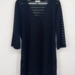 J Valdi Black Striped Semi Sheer L Dress Tunic Cover Up Beach Vacation Cruise Size L Photo 0