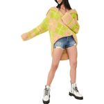 Free People Sunshine To Follow Lemon Sugar Fuzzy Argyle Sweater Small Photo 8