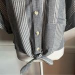 Adyson Parker  • Greyish Blue Striped Tie Front Blouse Photo 1