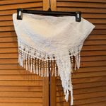 SheIn Women’s White floral fringe bandeau top Sz S Photo 0