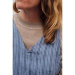 đź’•FRESH LAUNDRYđź’• 100% Linen Cropped Wide Leg Jumpsuit Blue Large *Flawed* NWOT Photo 13