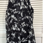 Robbie Bee  Chiffon Blk/Cream Floral Midi Dress Size 14 Lined Tie Back Neck‎ Photo 0
