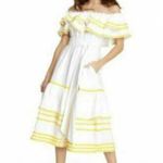 Lisa Marie Fernandez X Target White And Yellow Linen Blend Midi Dress XS. NEW Photo 0