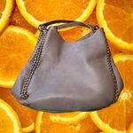 Bebe Faux Leather Tan Hobo/Shoulder Bag/ with Braided‎ Gold Sides Purse Photo 3
