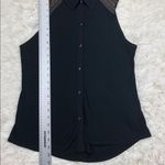 Silence + Noise  Black Sleeveless Polo Gold Shoulders Medium Photo 2