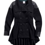 Harley Davidson Women’s Lightweight Moto Hi-Low Pleated Double Breasted Peacoat Photo 0