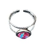 Handcrafted sparkly ring made with Swarovski crystal adjustable fit Silver Photo 2