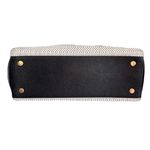 Henri Bendel  Black Leather and Ivory Woven Office Work Tote Bag Photo 6