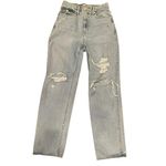 Madewell  Women 26 Baggy Straight High Waist Jeans‎ Distressed Light 100% Cotton Photo 2