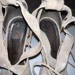 Free People Taupe Nouvella Criss Cross Wrap Chunky Heel Suede Leather Sz 38/6.5 Photo 10